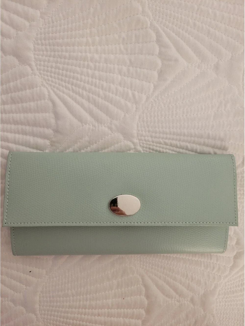Pottery Barn Mckenna travel jewelry portfolio Tri Fold Mint Green WOLF